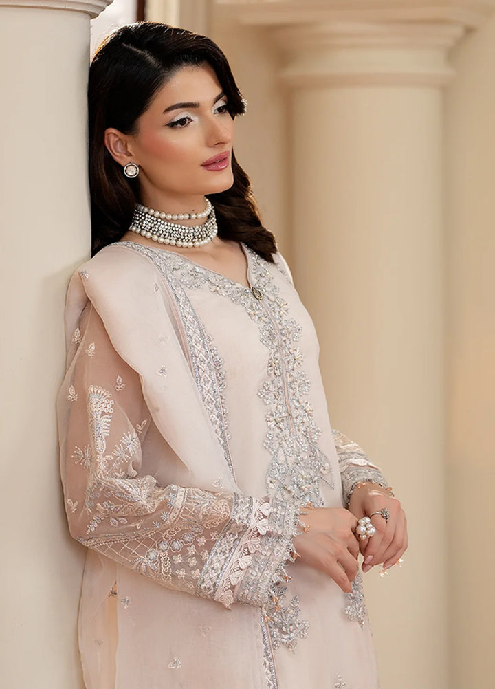 Yashfa Unstitched Hand Work Organza 4 Piece Suit SHANZA - Wedding Collection