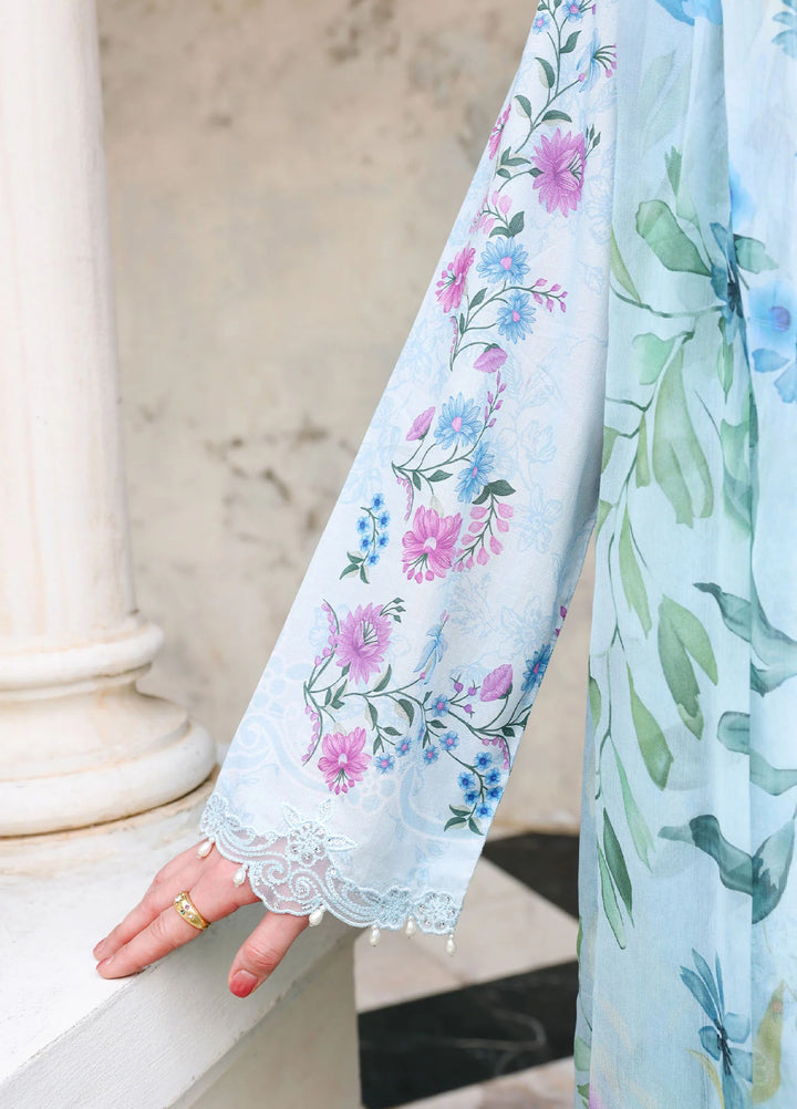 Cross Stitch Unstitched Embroidered Lawn 3 Piece Suit CS26ULE Aqua Glint - Eid Collection