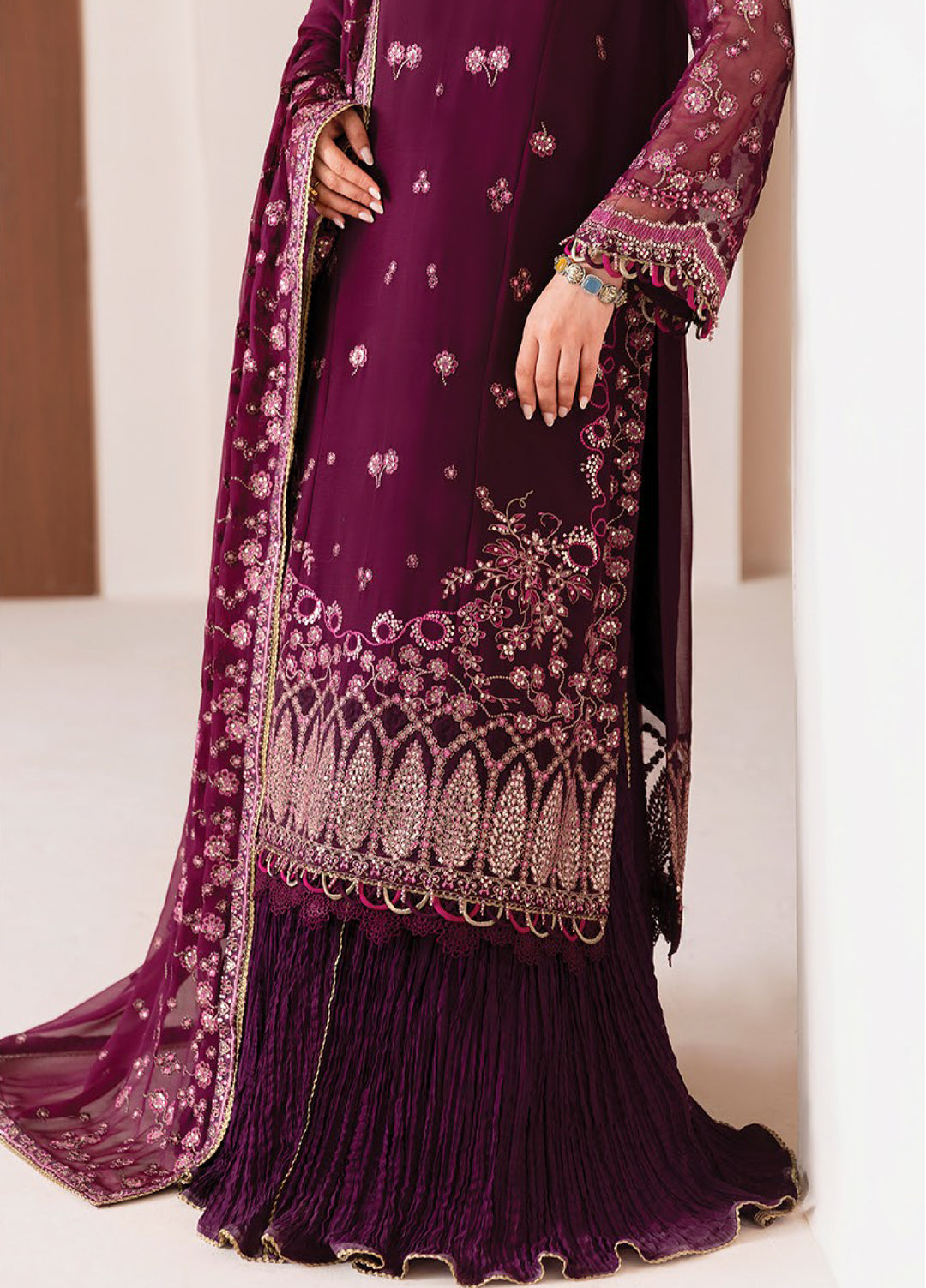 Xenia Formal Unstitched Luxury Embroidered Chiffon Suits 3 Piece XE25UF 05-Aroosh - Formals Collection