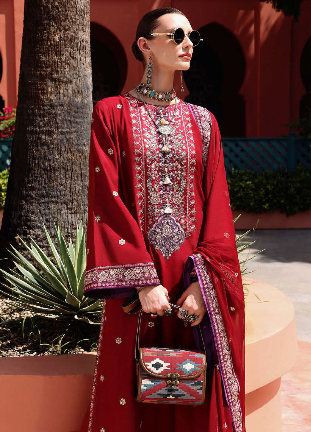 Nuvera Hemline by Mushq Unstitched Raw Silk Embroidered 3 Piece Suit MU26UNH D-7 Agatha - Festive Collection