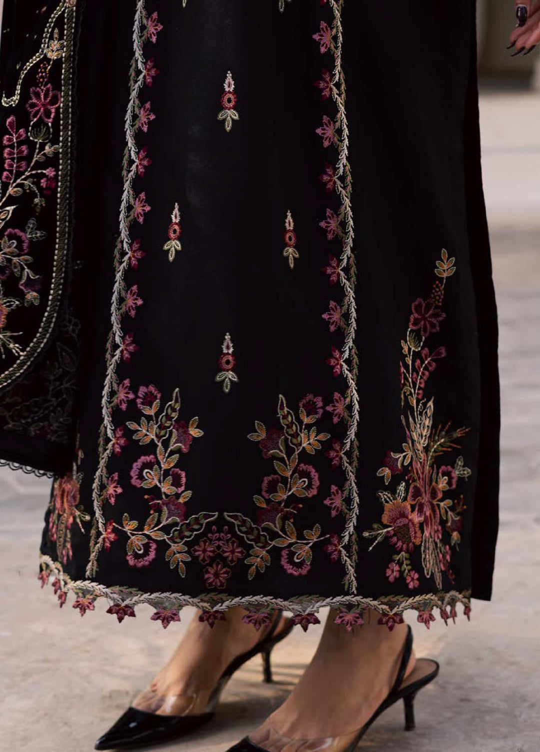 Nureh Exclusive Unstitched Luxury Leather Peach Embroidered Suits 3 Piece NU25EL NE-215 - Winter Collection