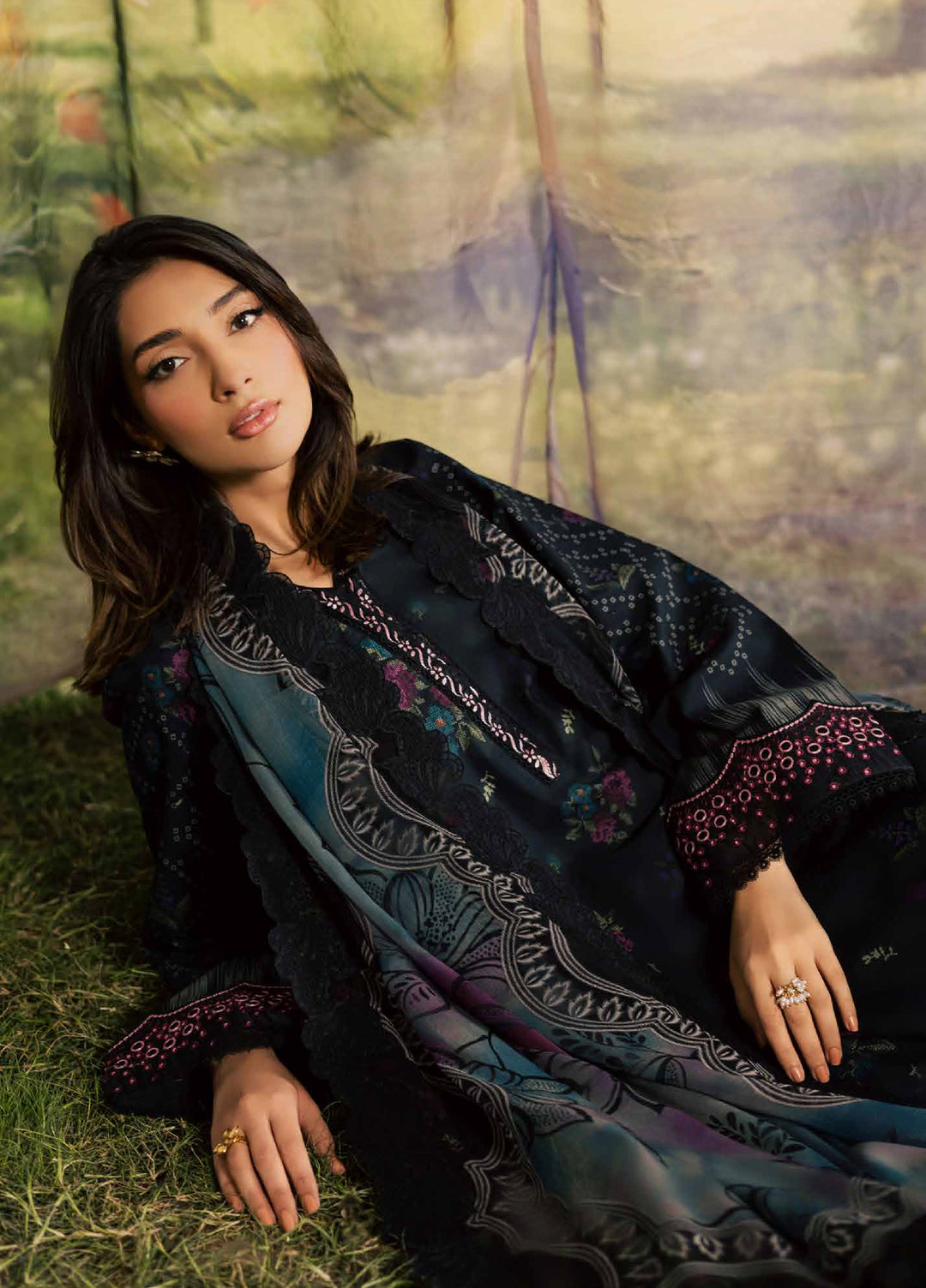 Bloom by Nureh Unstitched Embroidered Doria Lawn 3 Piece Suit NU26ULB BL-18 - Summer Collection