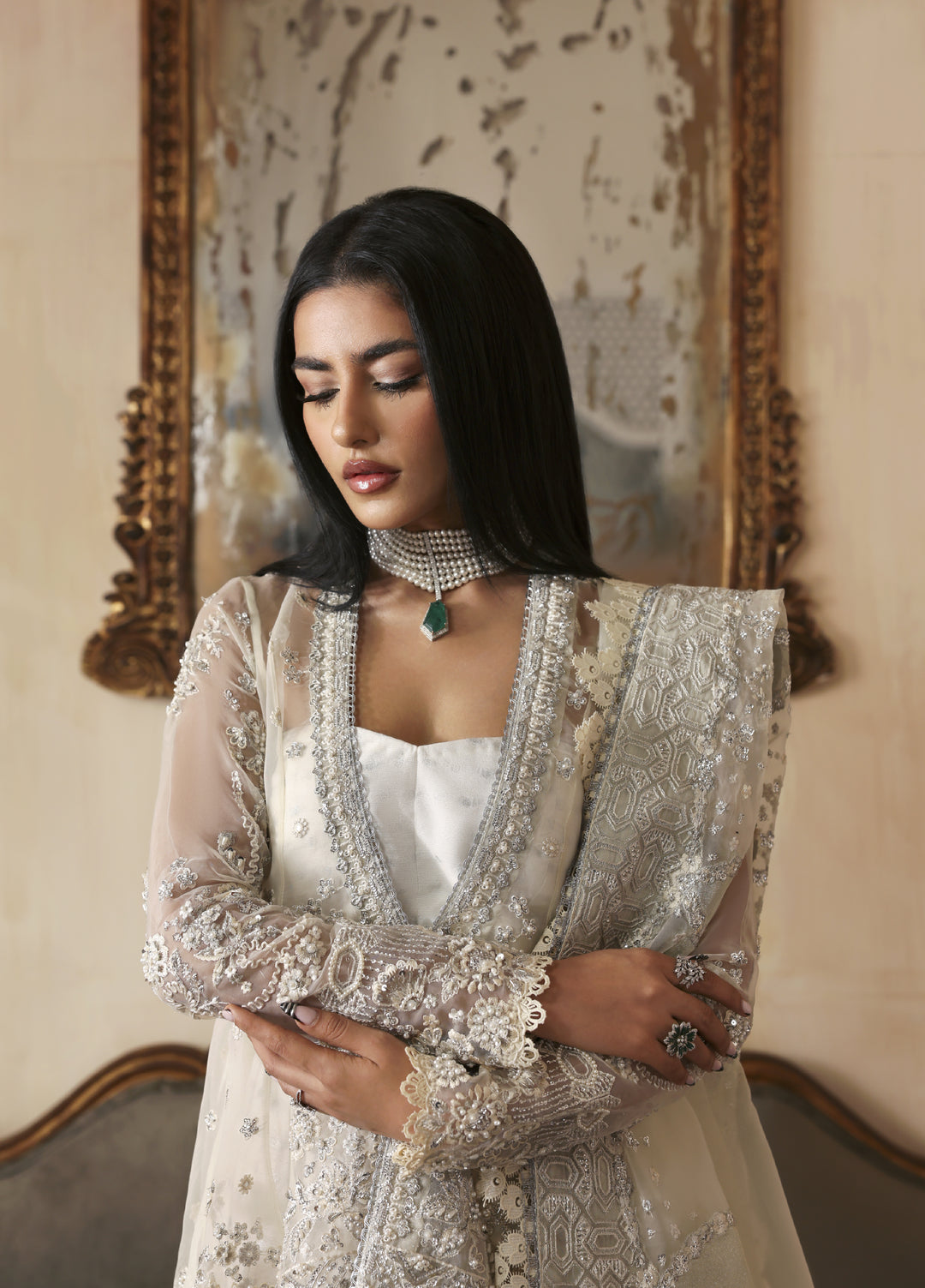Jahanara by Zarposh Embroidered Organza Suits Unstitched 3 Piece ZP25JF Zarunisa - Festive Collection