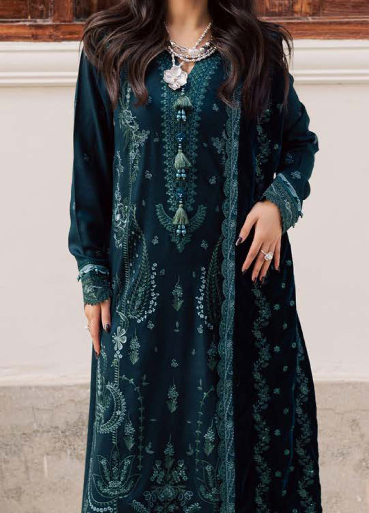 Nureh Exclusive Unstitched Luxury Leather Peach Embroidered Suits 3 Piece NU25EL NE-213 - Winter Collection