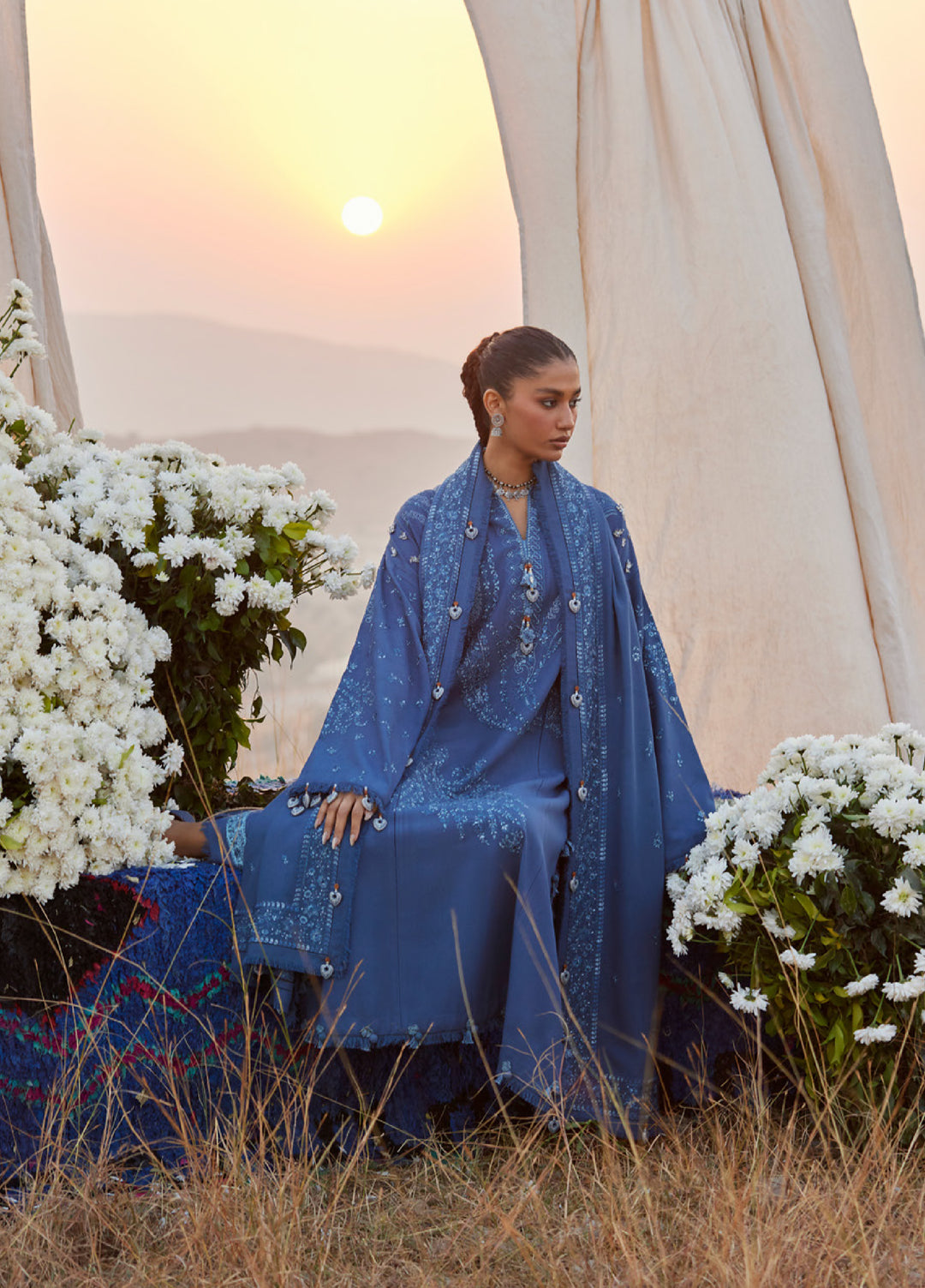 Zaha by Khadija Shah Unstitched Karandi Embroidered Suits 3 Piece ZL25KW SCHEREZADE ZW25-08 - Winter Collection