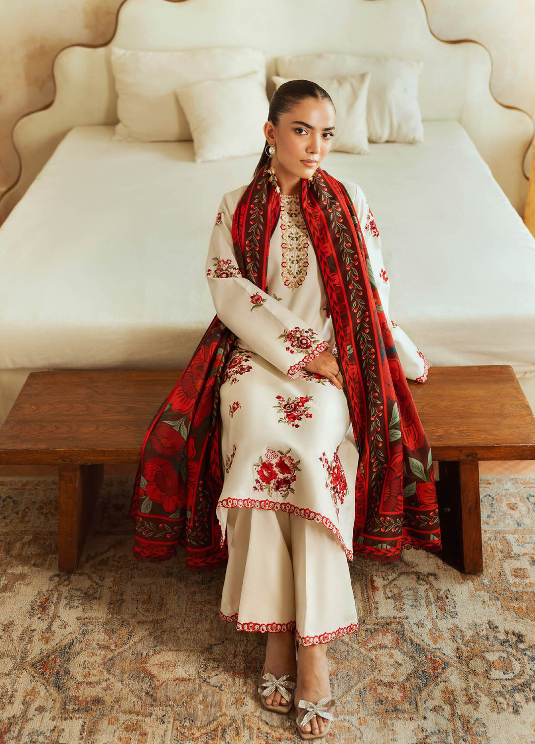 Nissa Floral Symphony by Rajbari Embroidered Marina Suits Unstitched 3 Piece RB25NM D-01 - Winter Collection