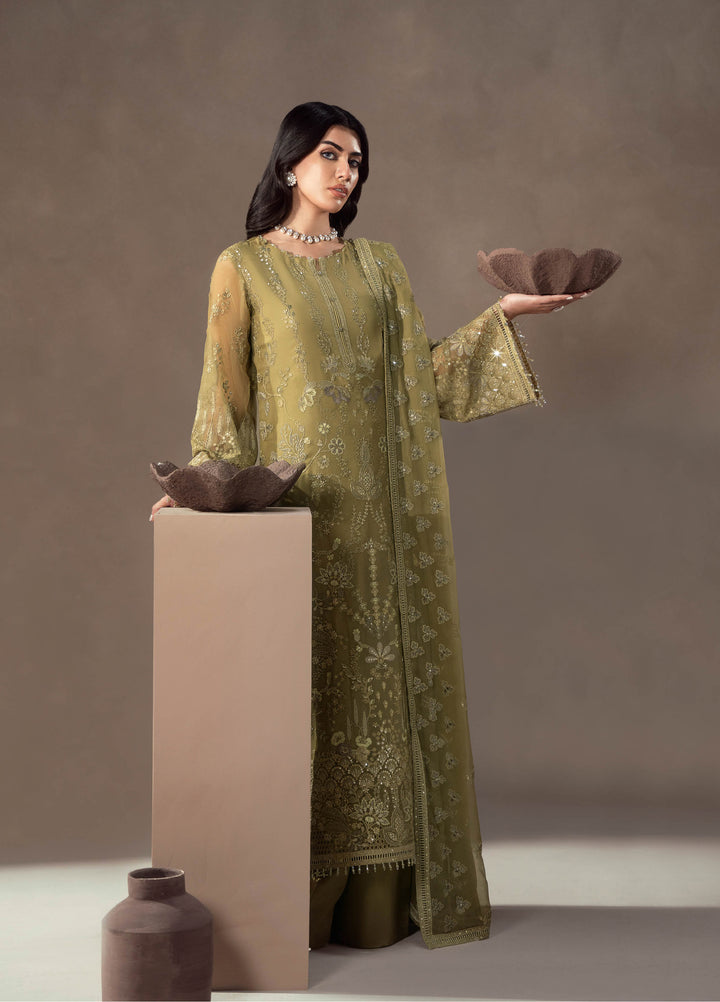 Afsanah by Lavish Premium Unstitched Chiffon Embroidered Suits 3 Piece LV25AC SAGE EMPRESS-05 - Festive Collection