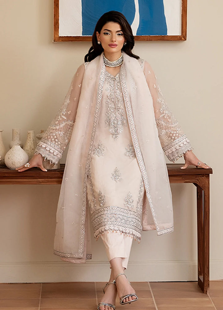 Yashfa Unstitched Hand Work Organza 4 Piece Suit SHANZA - Wedding Collection