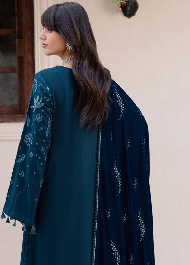 Nureh Exclusive Unstitched Luxury Leather Peach Embroidered Suits 3 Piece NU25EL NE-210 - Winter Collection