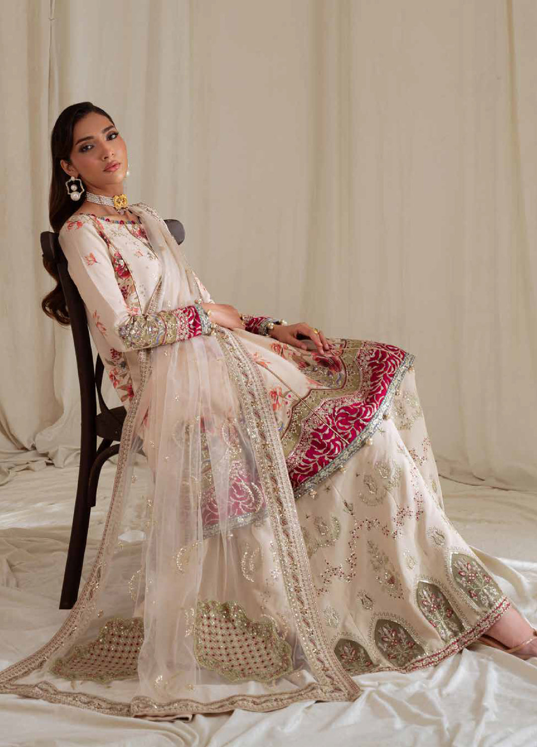 Omara By Nureh Unstitched Embroidered Raw Silk 3 Piece Suit NU26OUF NEL- 93 - Festive Collection