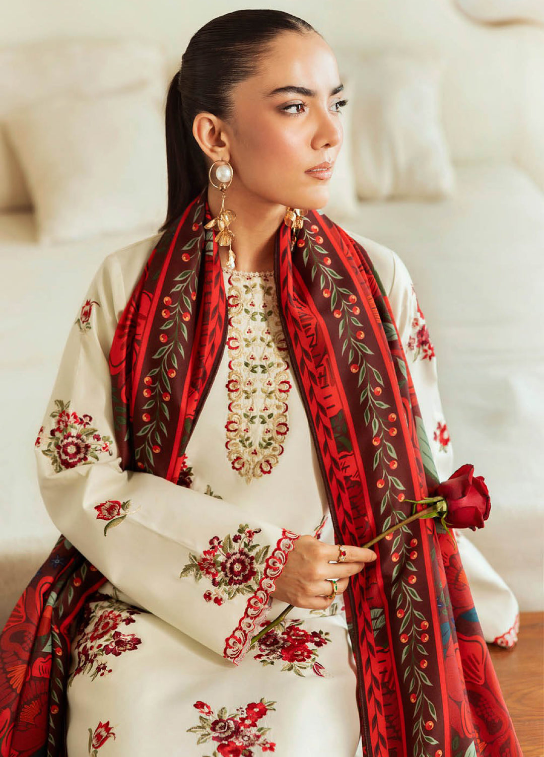 Nissa Floral Symphony by Rajbari Embroidered Marina Suits Unstitched 3 Piece RB25NM D-01 - Winter Collection