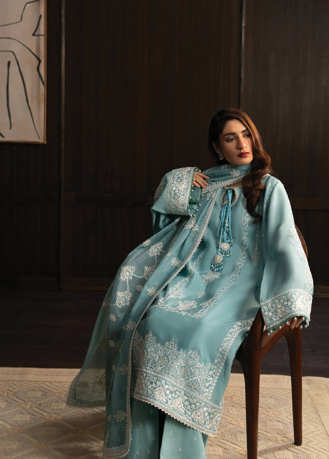 Lady by Aik Atelier Unstitched Tussar Silk Embroidered Suits 3 Piece AIK25L D-08 AIK25L - Festive Collection