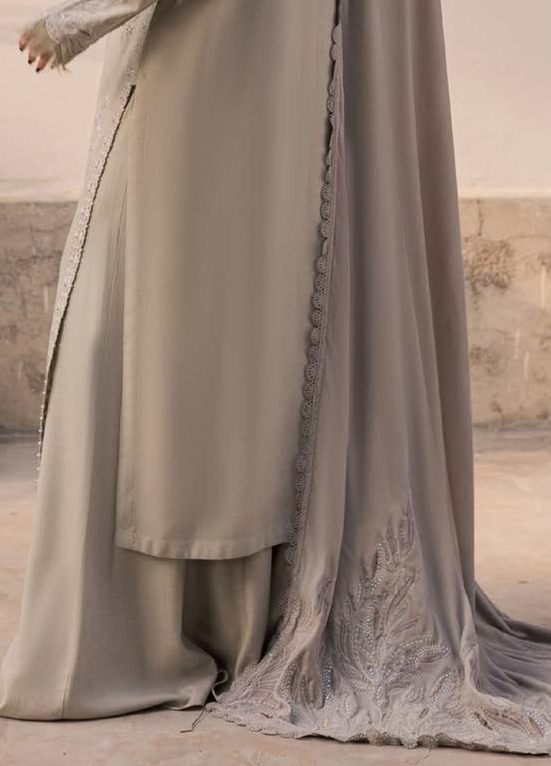 Nureh Exclusive Unstitched Luxury Leather Peach Embroidered Suits 3 Piece NU25EL NE-214 - Winter Collection