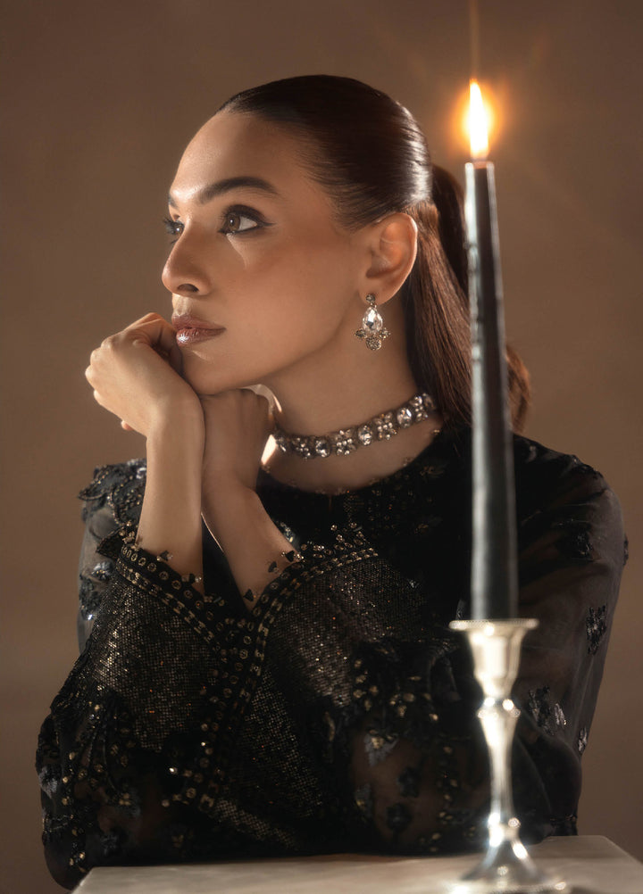 Afsanah by Lavish Premium Unstitched Chiffon Embroidered Suits 3 Piece LV25AC NOIR ROYALE-08 - Festive Collection