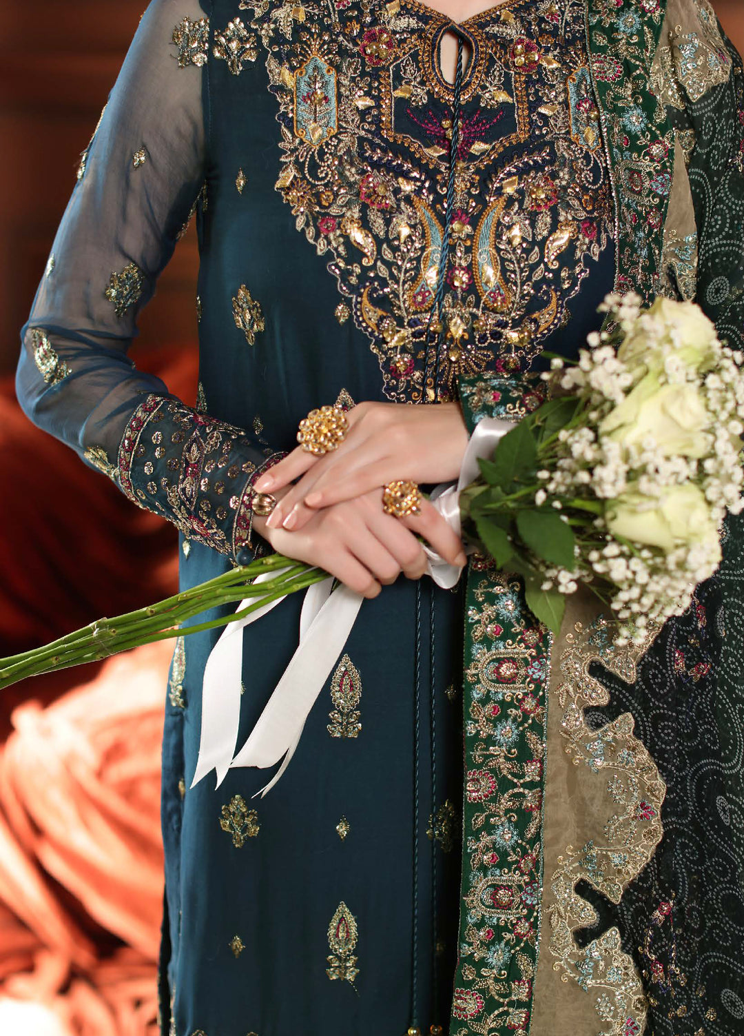 Alfaaz By Nureh Festive Unstitched Chiffon Embroidered 3 Piece Suits NU25AF NL-88 - Festive Collection