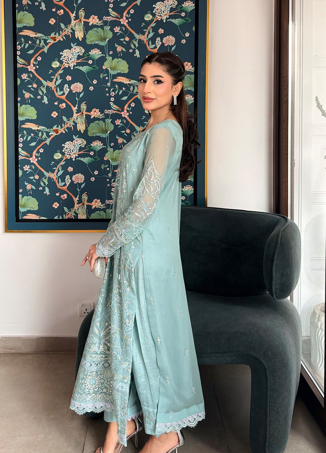 Maison d'or by Sahane Unstitched Embroidered Chiffon 3 Piece Suit CT-27004 DRIZZLE - Festive Collection