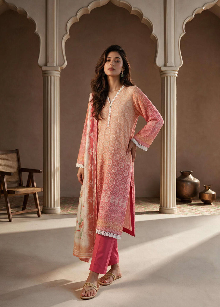 Zellbury Unstitched Printed Slub 3 Piece Suit ZB26ULIV WUS26X31148 - Casual Collection