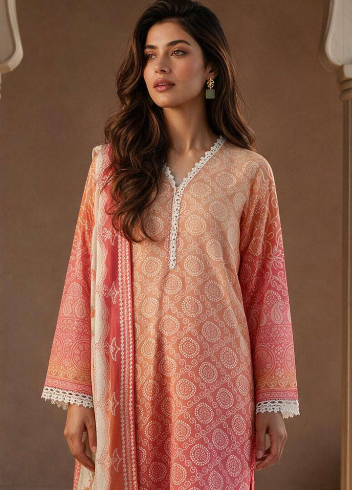 Zellbury Unstitched Printed Slub 3 Piece Suit ZB26ULIV WUS26X31148 - Casual Collection