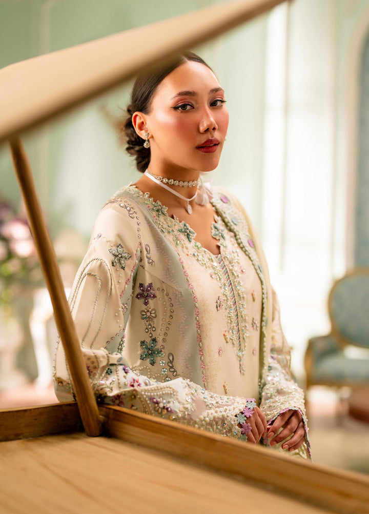 Luxe by Qalamkar Unstitched Embroidered Charmeuse Silk 3 Piece Suit QLK26UL Azure QSL-01 - Festive Collection