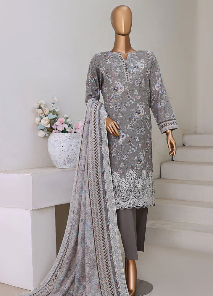 Hz Textiles Chikankari Embroidered Khaddar Suits Unstitched 3 Piece KEC 101 - Winter Collection