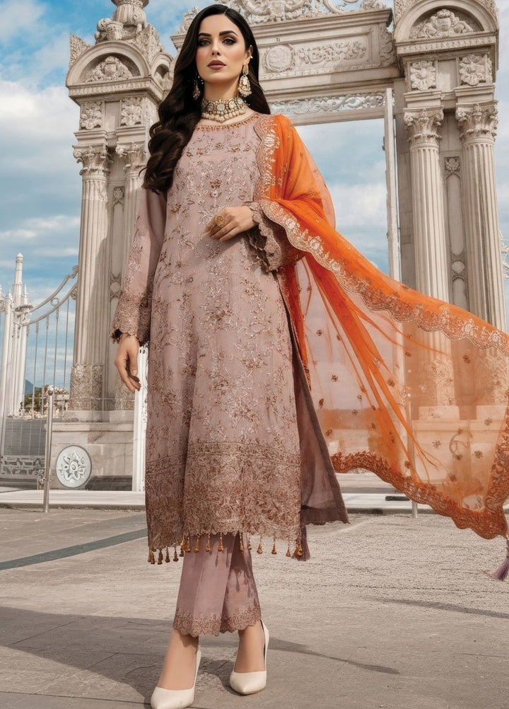 Mehr-E-Mah by Imrozia Premium Pret Embroidered Bamber Chiffon 3 Piece I-241 Ruveyda - Festive Collection