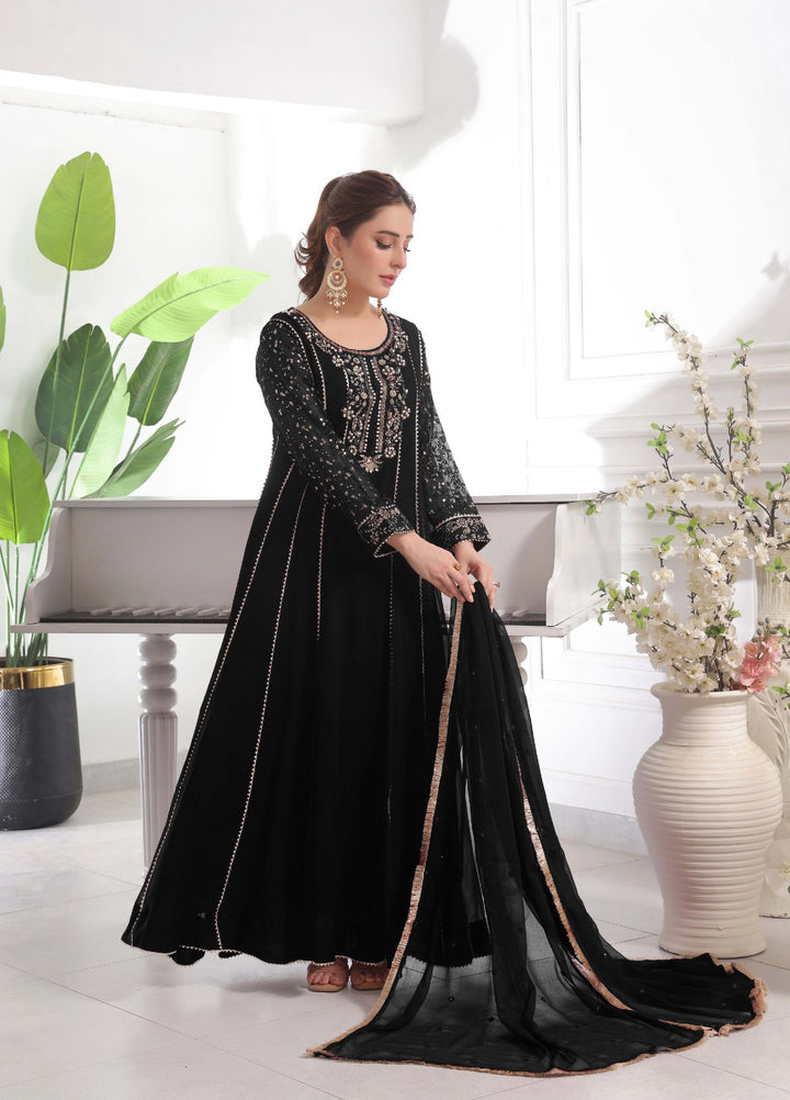 Rasm e Henna by Al Siyaab RTW Embroidered Chiffon 3 Piece Suit Raani Black - Festive Collection
