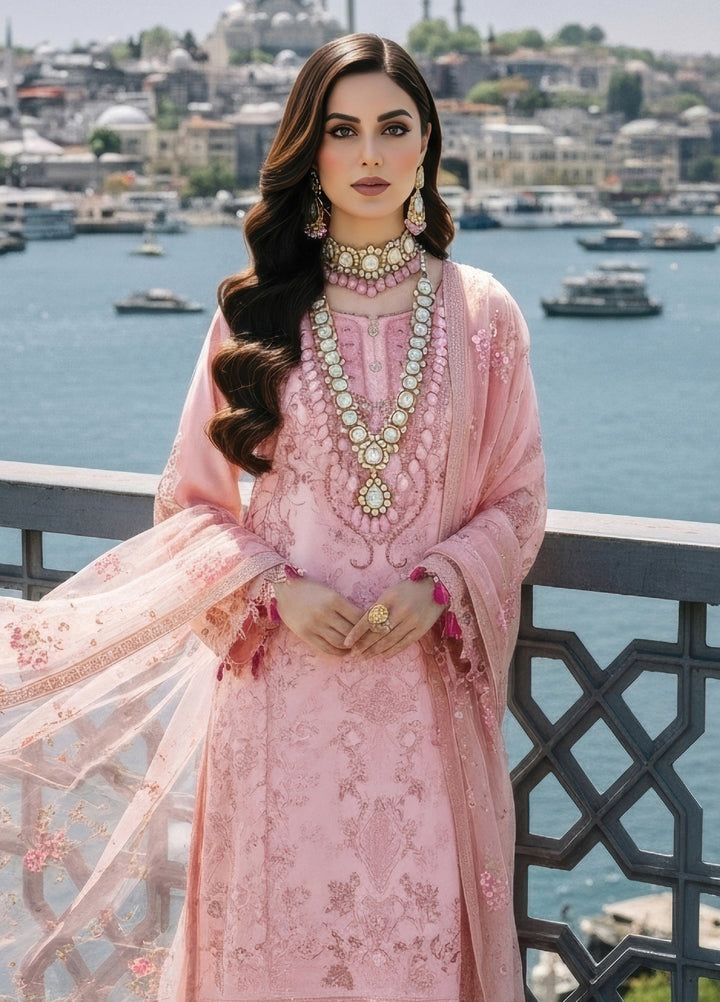 Mehr-E-Mah by Imrozia Premium Pret Embroidered Bamber Chiffon 3 Piece I-242 Meleknaaz - Festive Collection