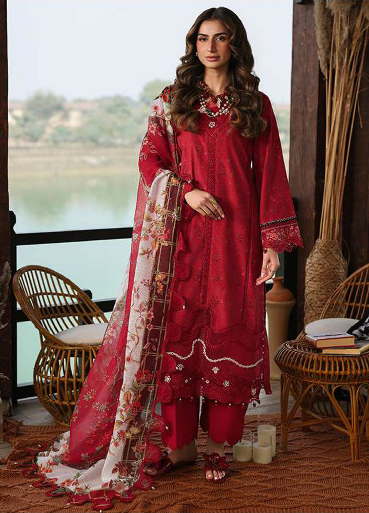 Sardinia Unstitched Embroidered Lawn 3 Piece Suit SRD26ULF D-8 POPPY - Festive Collection
