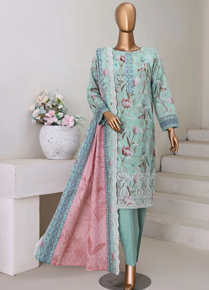 Hz Textiles Chikankari Embroidered Khaddar Suits Unstitched 3 Piece KEC 105 - Winter Collection