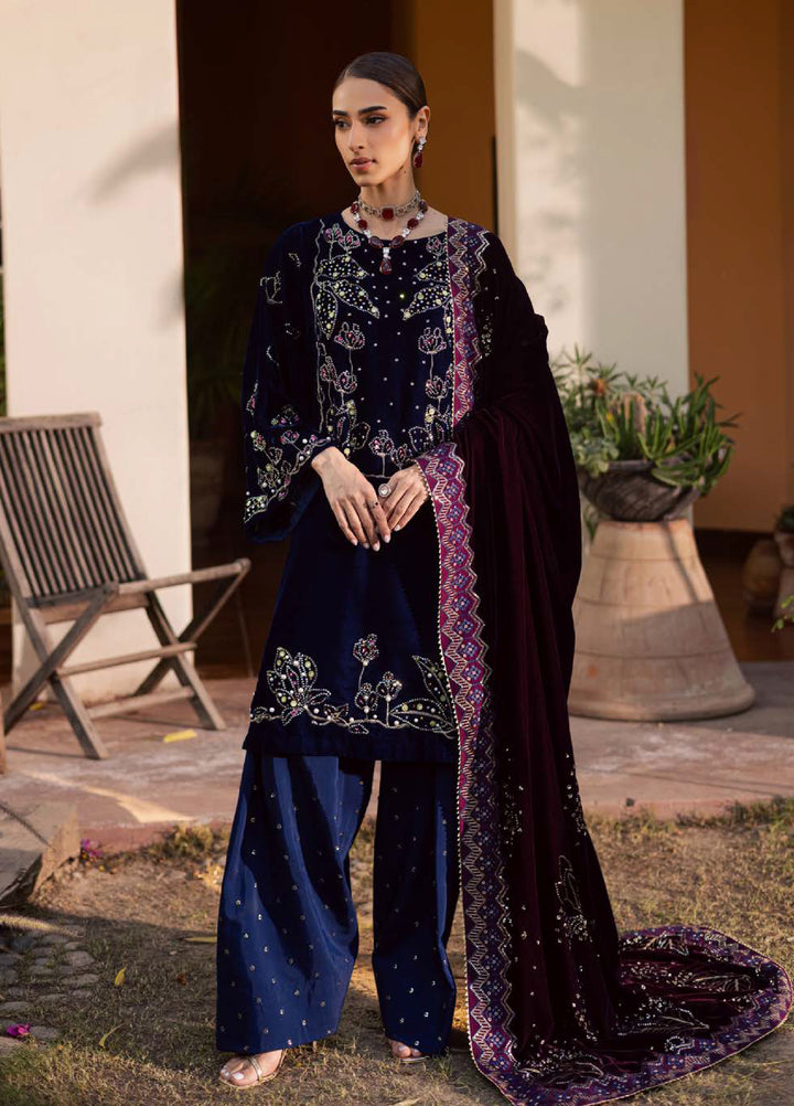 Maya by Nureh Unstitched Velvet Embroidered 3 Piece Suits NU25MV NW-116 - Festive Collection