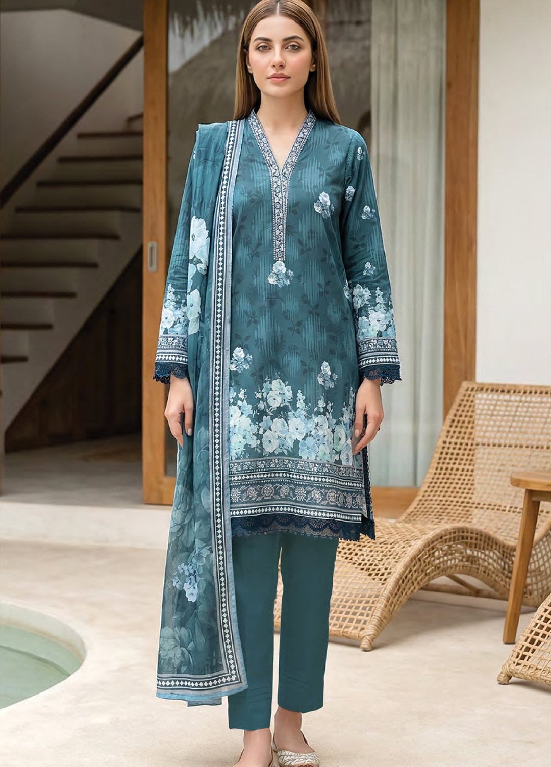 Summer Prints by Lakhany Unstitched Printed Lawn 3 Piece Suit LSM26USP LG-RK-0149 - Summer Collection