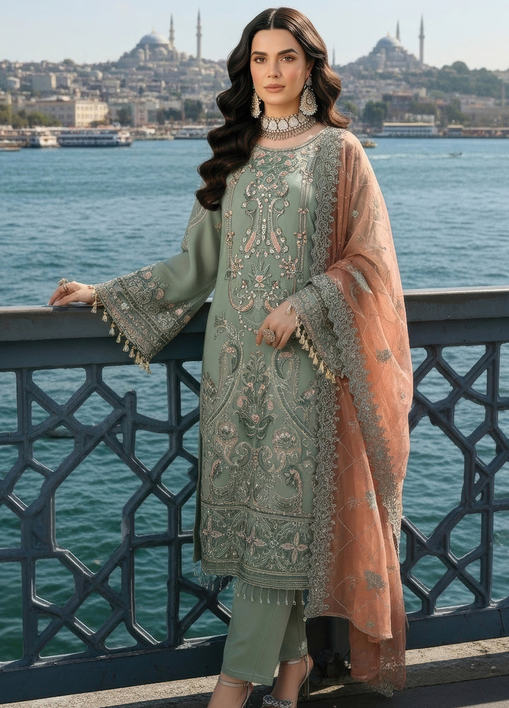 Mehr-E-Mah by Imrozia Premium Pret Embroidered Bamber Chiffon 3 Piece I-245 Dilara Sultan - Festive Collection