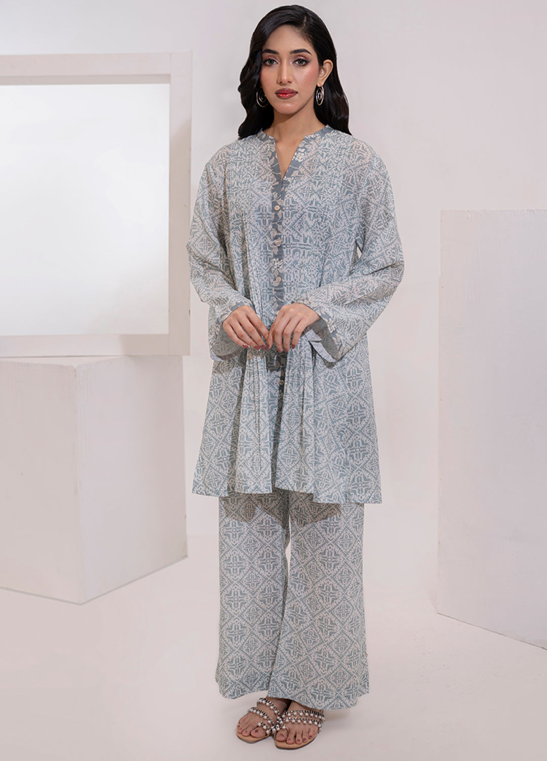 The Print Story by Shamooz RTW Printed Lawn 2 Piece Suit SHM26PL Dove I-L-007 - Casual Collection