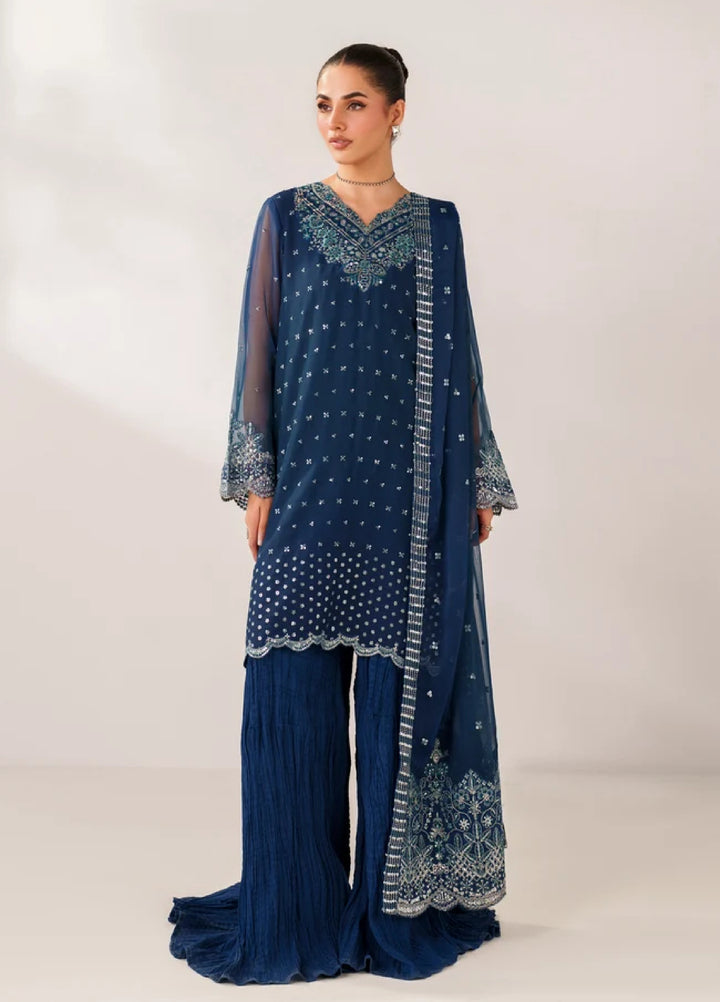 Xenia Formals Unstitched Embroidered Chiffon 3 Piece Suit Saffron - Festive Collection