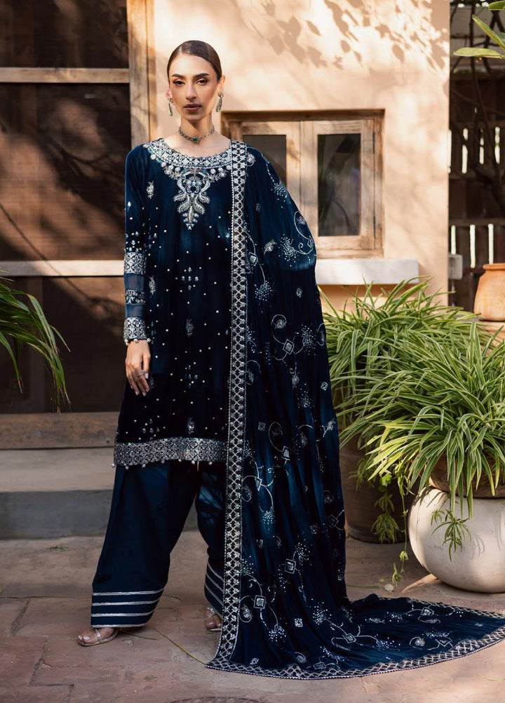 Maya by Nureh Unstitched Velvet Embroidered 3 Piece Suits NU25MV NW-114 - Festive Collection