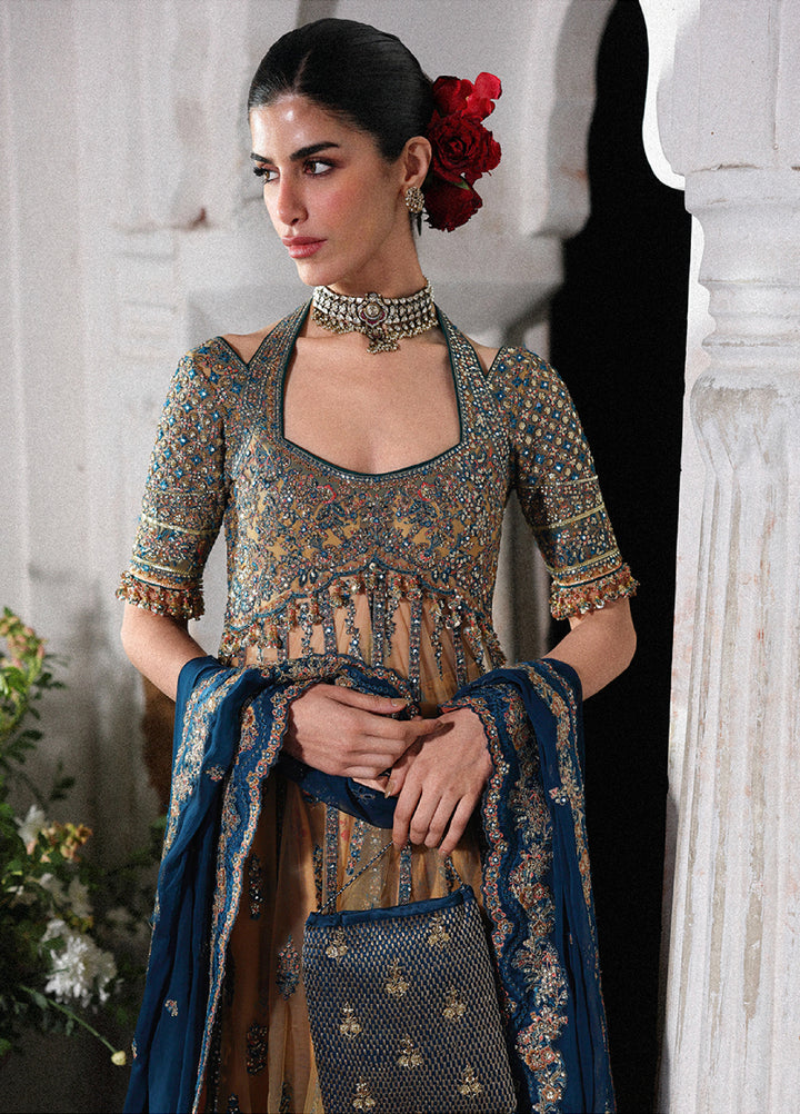 Hussain Rehar Unstitched Embroidered Net 3 Piece Suit HR26UW D-838 Man Jogi - Wedding Collection