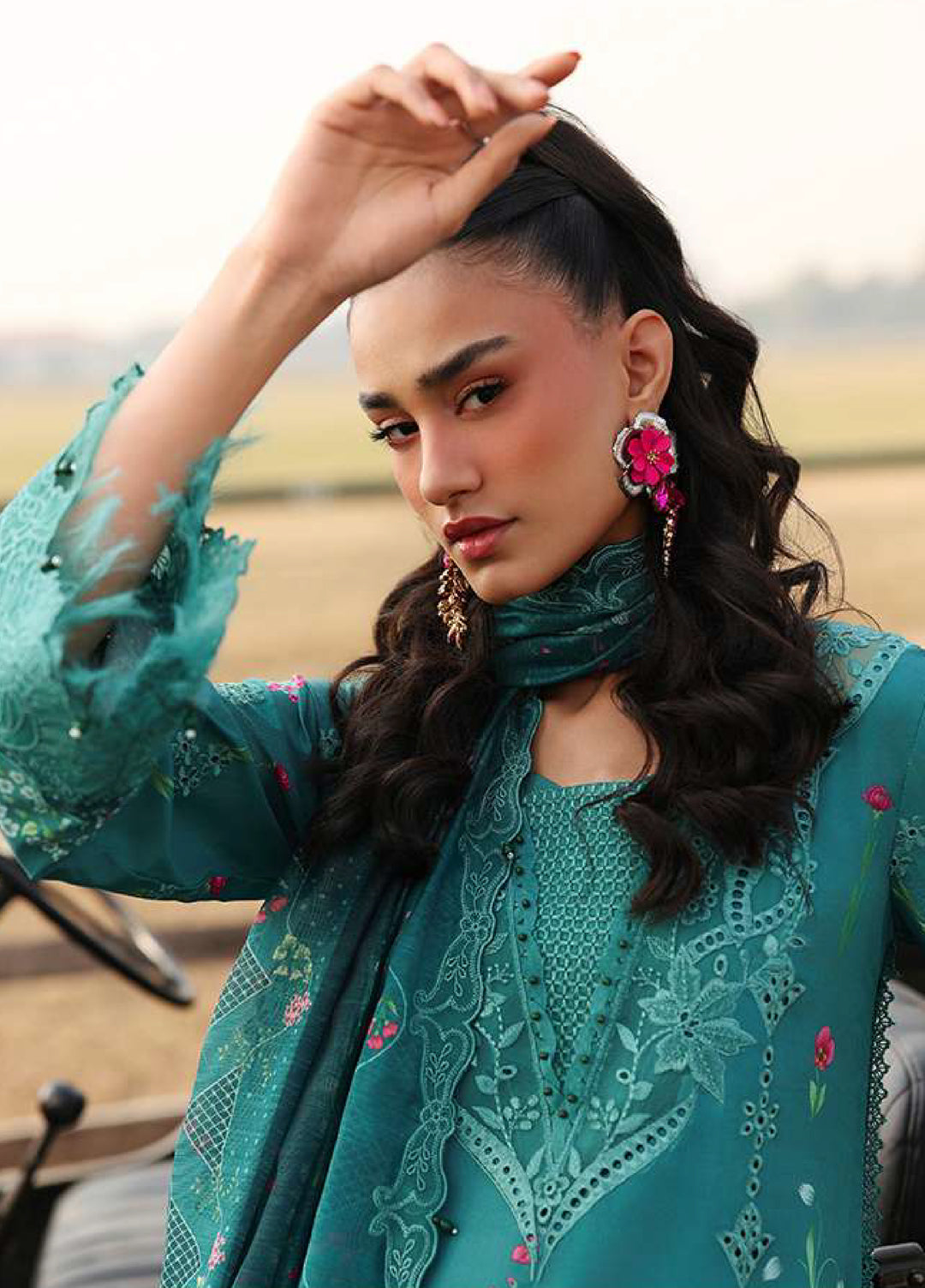 Sardinia Unstitched Embroidered Lawn 3 Piece Suit SRD26ULF D-11 TEALWOOD - Festive Collection