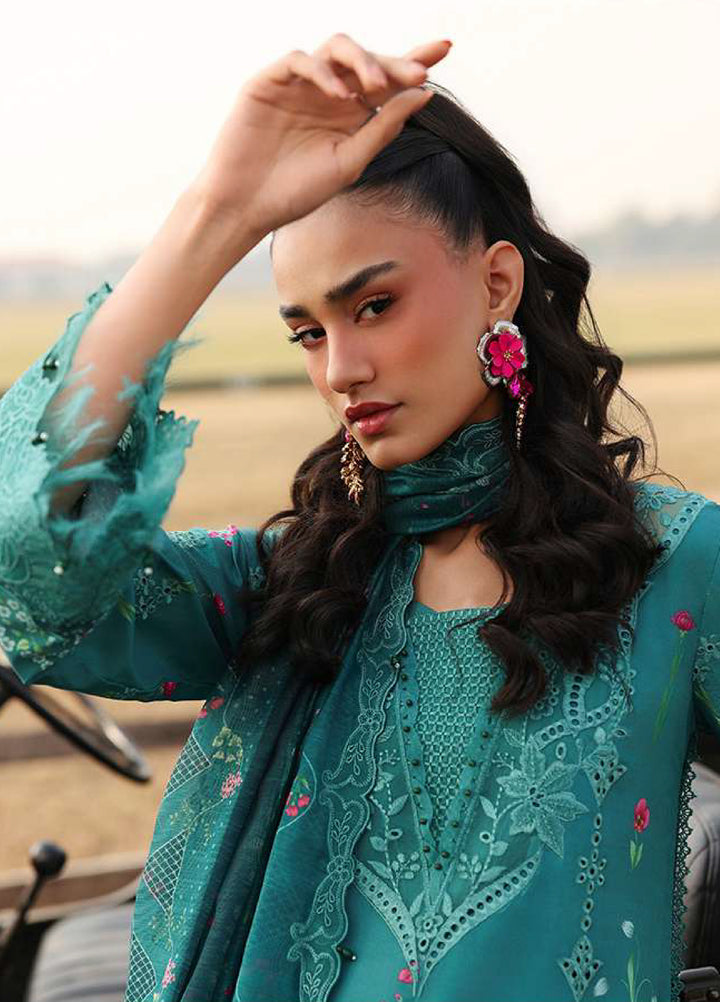 Sardinia Unstitched Embroidered Lawn 3 Piece Suit SRD26ULF D-11 TEALWOOD - Festive Collection