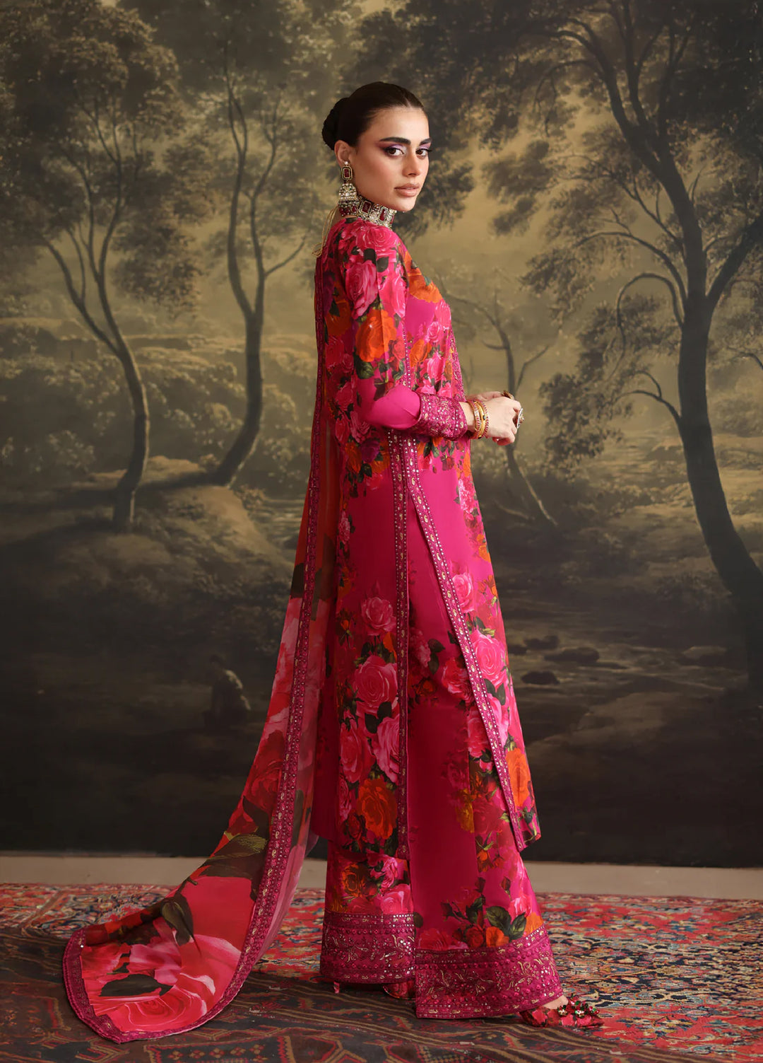 Rehana by Humjoli Pret Embroidered Lawn 3 Piece Pink Rose - Festive Collection