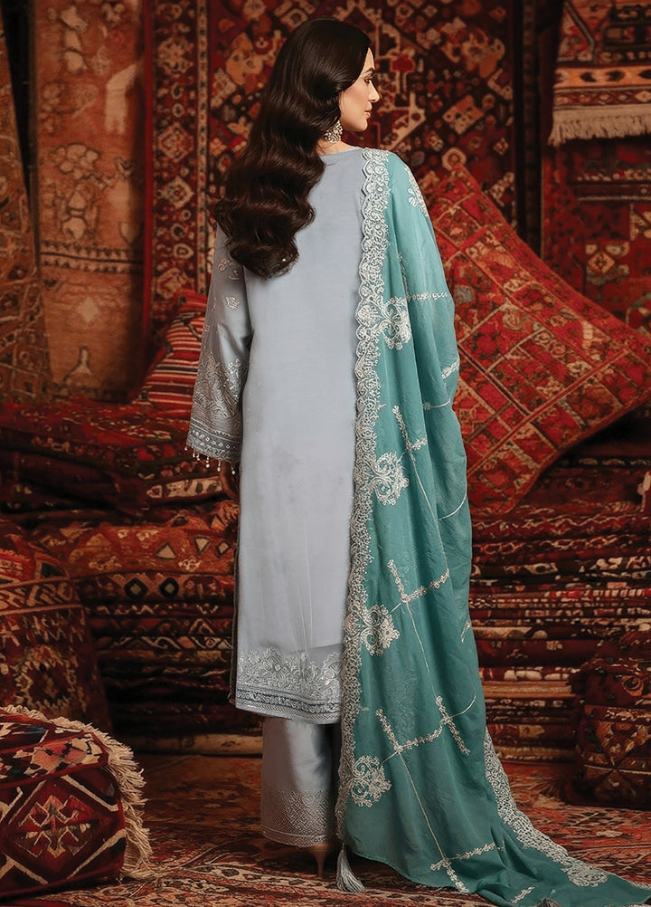 Mehr-E-Mah by Imrozia Premium Pret Embroidered Bamber Chiffon 3 Piece I-243 Elif-E-Noor - Festive Collection