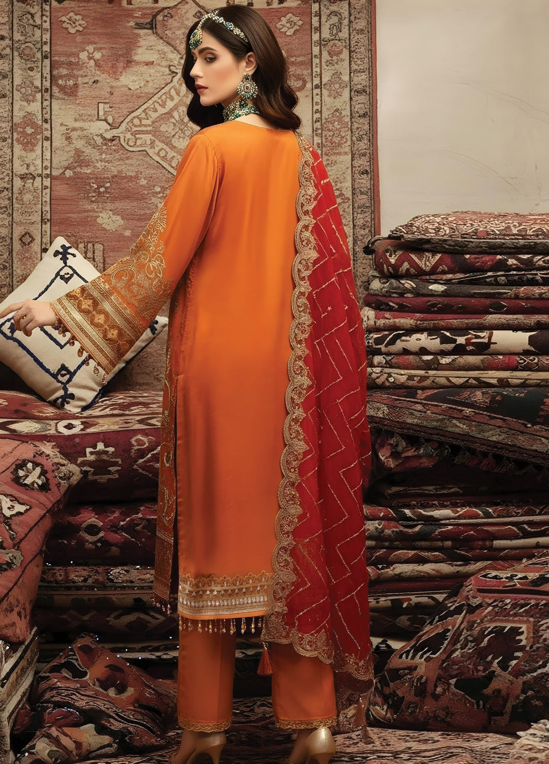 Mehr-E-Mah by Imrozia Premium Pret Embroidered Bamber Chiffon 3 Piece I-244 Esmara - Festive Collection