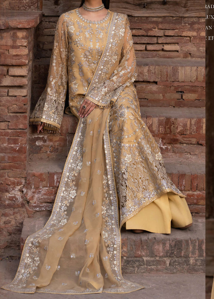 Humsafer by Lavish Premium Unstitched Embroidered Chiffon 3 Pcs Suit LVP26UH H-03 Daffodil Yellow - Festive