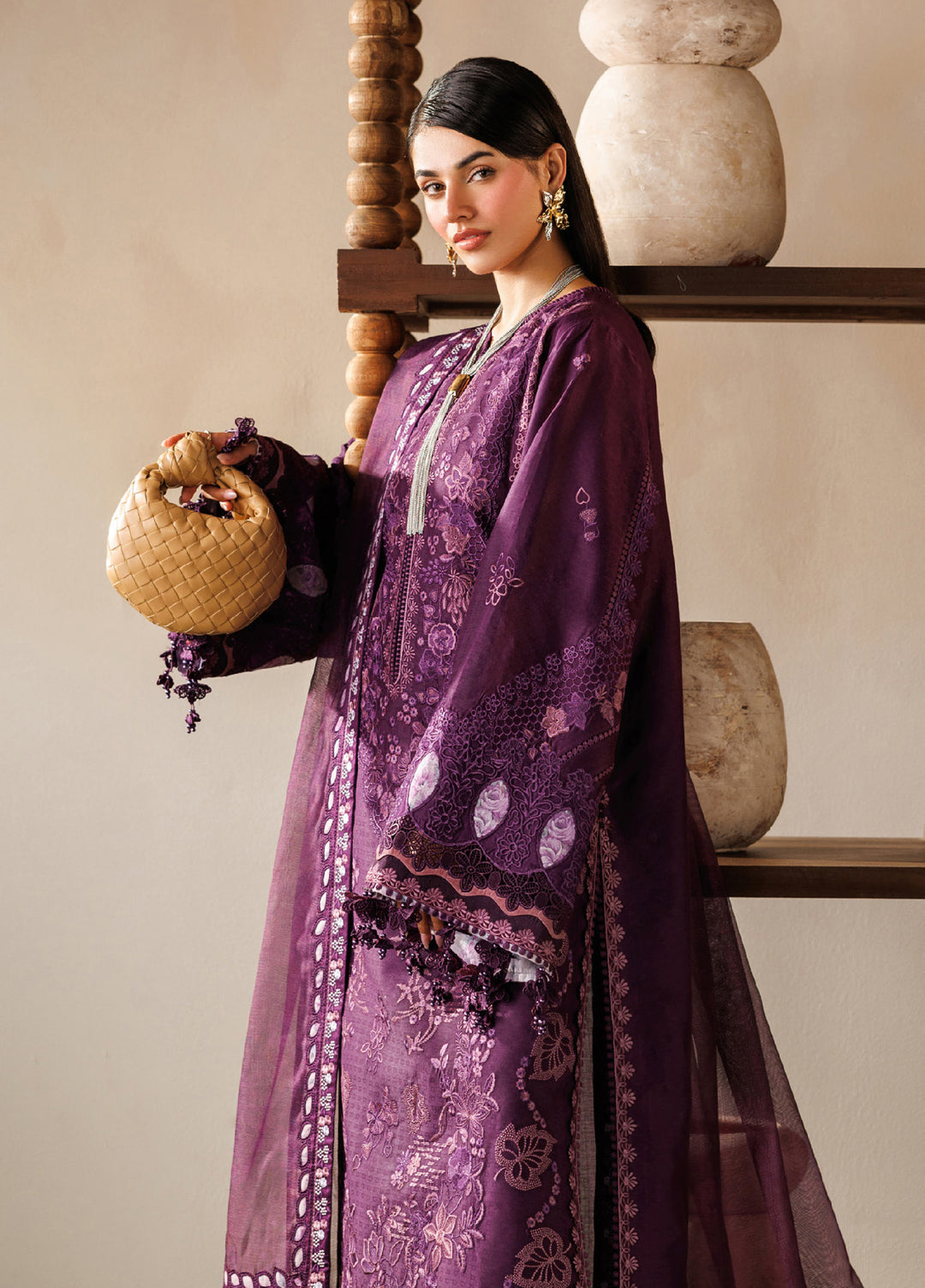 Baroque Unstitched Embroidered Lawn 3 Piece Suit BQ26ULE EL26-D02 - Eid Collection