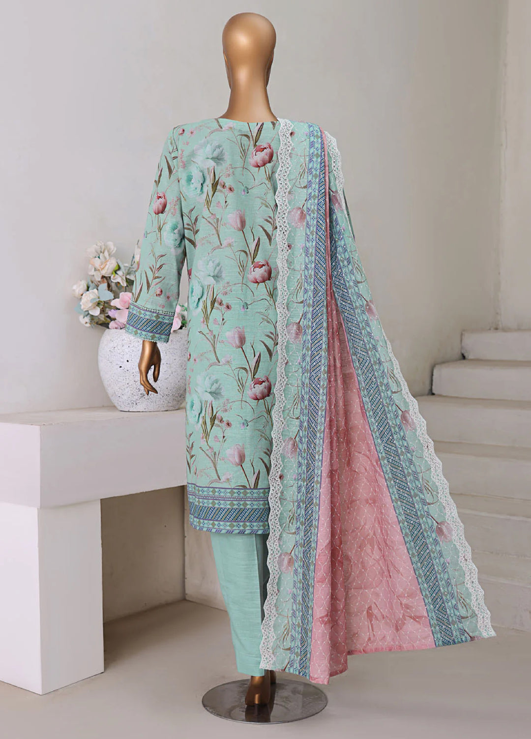 Hz Textiles Chikankari Embroidered Khaddar Suits Unstitched 3 Piece KEC 105 - Winter Collection
