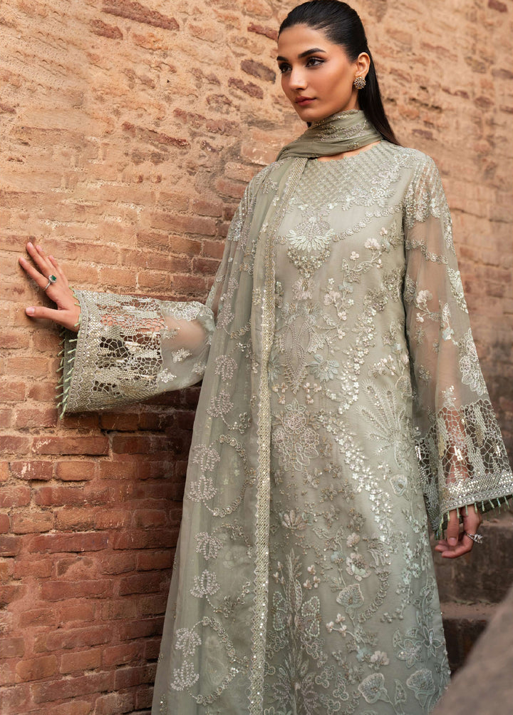 Humsafer by Lavish Premium Unstitched Embroidered Chiffon 3 Pcs Suit LVP26UH H-04 Sage Green - Festive