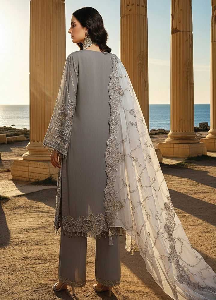 Mehr-E-Mah by Imrozia Premium Pret Embroidered Bamber Chiffon 3 Piece I-246 Lalezar - Festive Collection