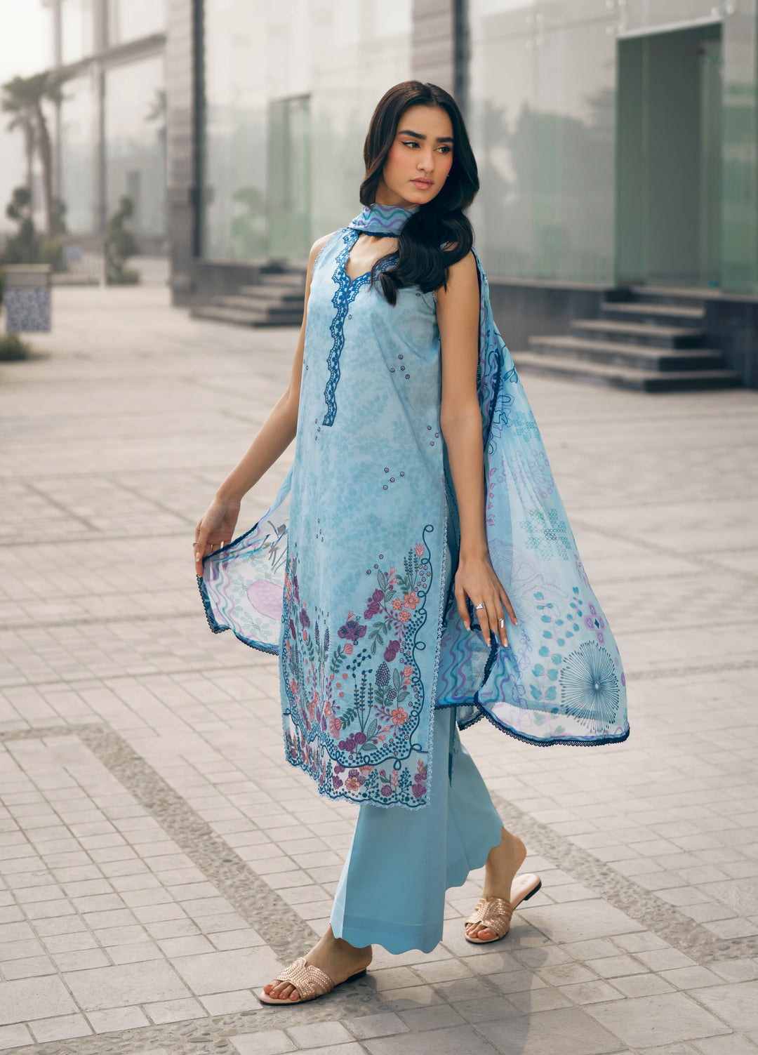 Zync by Florent Unstitched Embroidered Lawn 3 Piece Suit FL26ZU FZ-2B - Summer Collection