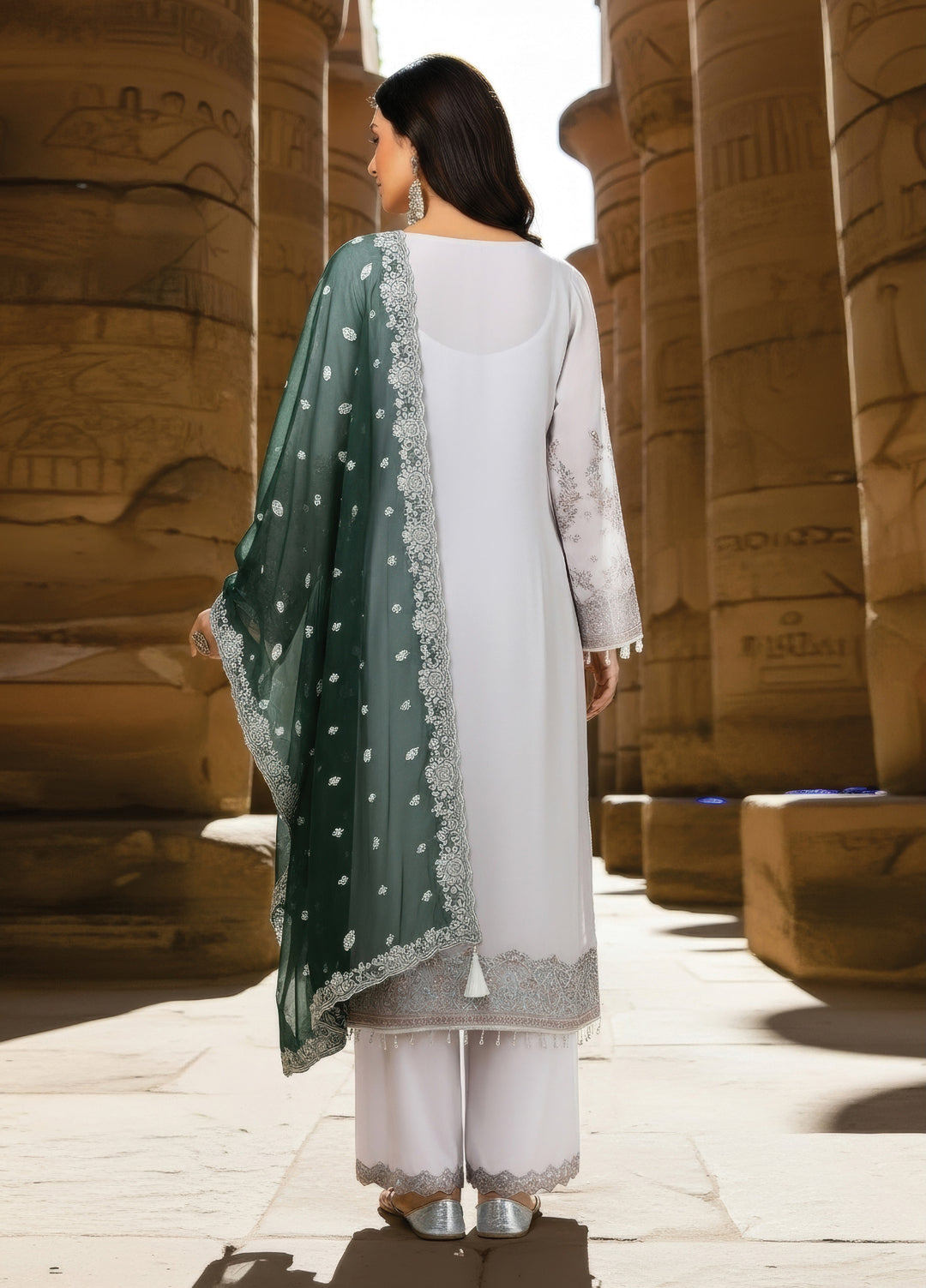 Mehr-E-Mah by Imrozia Premium Pret Embroidered Bamber Chiffon 3 Piece I-240 Selin - Festive Collection