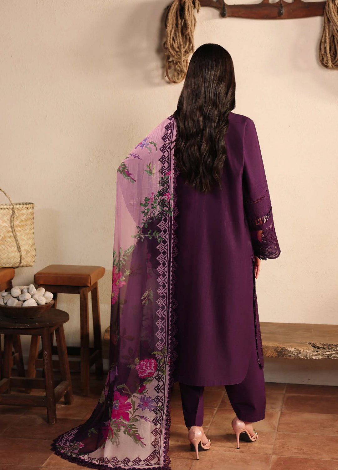 Raha by Nureh Unstitched Embroidered Lawn Doria 3 Piece Suit NU26ULR NE-246 - Summer Collection