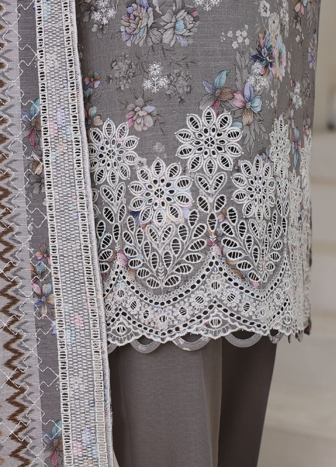 Hz Textiles Chikankari Embroidered Khaddar Suits Unstitched 3 Piece KEC 101 - Winter Collection